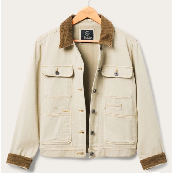 Junkfood Medium Denim Corded Collar Chore Jacket - Picture 1 of 5